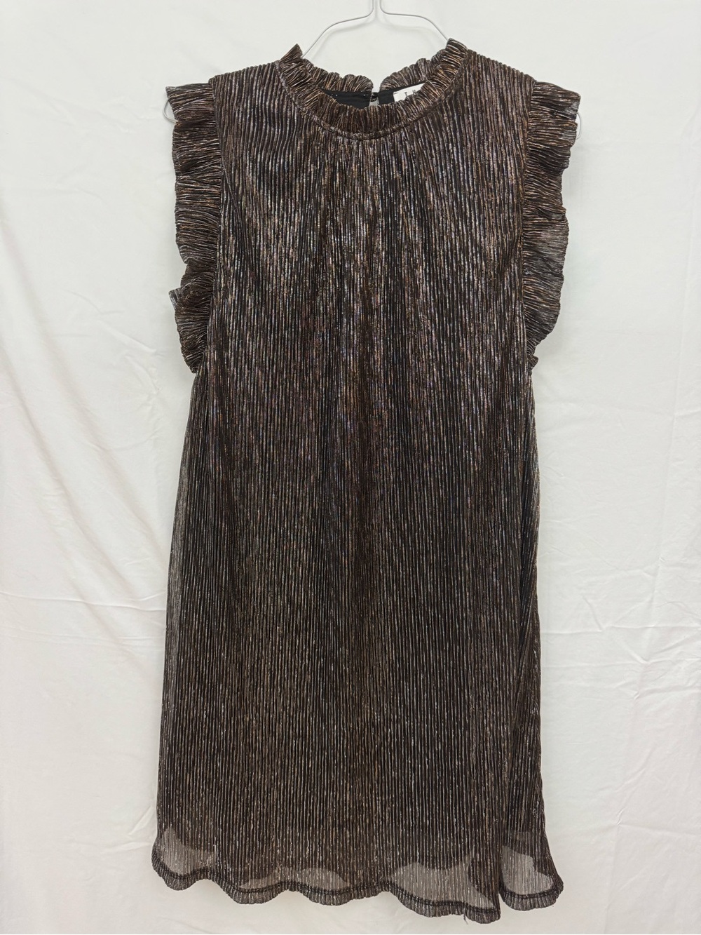THML Metallic Ruffle Sleeve Shift Dress